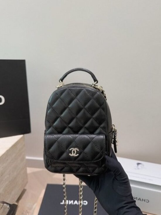 CHANEL's Handbags - Chanel 24C Classic Mini Backpack Black Caviar with Gold Hardware Crossbody